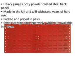 2 Pack Of 1000 X 500mm Red Louvre Storage Bin Panels For Wall Mounting - thumbnail 2