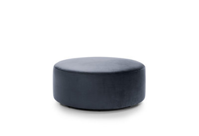 Abakus Direct Chicago Velvet Large Swivel Footstool In Dark Grey - image 1