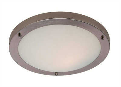 Luminosa Lighting Luminosa Rondo Led 24 Light Flush Ceiling Light Brushed Steel, Opal Glass Ip44