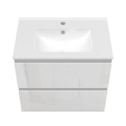 Sline 600mm Wall-Hung Gloss White Bathroom Vanity Unit With Integrated Sink,2 Soft-Close Drawers For Storage - thumbnail 6