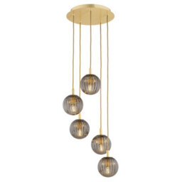 Luminosa Lighting Luminosa Paloma Cluster Pendant Ceiling 5 Light Smoky (Fluted), Brushed Brass - thumbnail 1