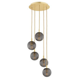 Luminosa Lighting Luminosa Paloma Cluster Pendant Ceiling 5 Light Smoky (Fluted), Brushed Brass - thumbnail 2