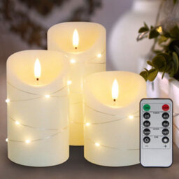 Long Life Lamps Company Set Of 3 Usb Rechargeable Led Wax Coiled Fairy Flameless Candles With Remote Control Wax05 - thumbnail 8