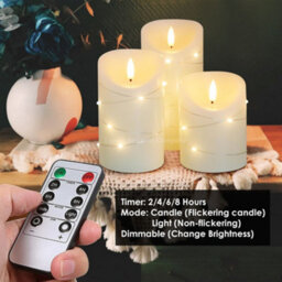 Long Life Lamps Company Set Of 3 Usb Rechargeable Led Wax Coiled Fairy Flameless Candles With Remote Control Wax05 - thumbnail 5