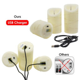 Long Life Lamps Company Set Of 3 Usb Rechargeable Led Wax Coiled Fairy Flameless Candles With Remote Control Wax05 - thumbnail 6
