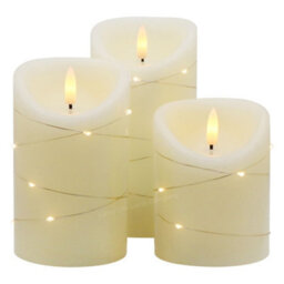 Long Life Lamps Company Set Of 3 Usb Rechargeable Led Wax Coiled Fairy Flameless Candles With Remote Control Wax05 - thumbnail 4