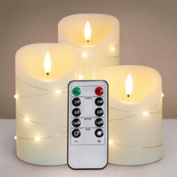 Long Life Lamps Company Set Of 3 Usb Rechargeable Led Wax Coiled Fairy Flameless Candles With Remote Control Wax05 - thumbnail 1