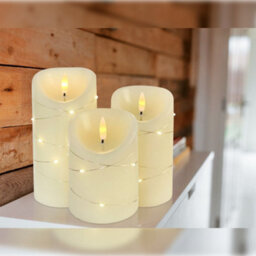 Long Life Lamps Company Set Of 3 Usb Rechargeable Led Wax Coiled Fairy Flameless Candles With Remote Control Wax05 - thumbnail 7
