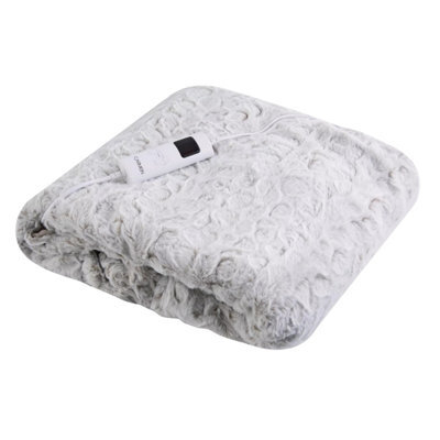 Carmen Electric Heated Throw Blanket White Fleece 160X130Cm With 9 Heat Settings - image 1