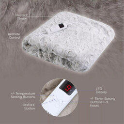 Carmen Electric Heated Throw Blanket White Fleece 160X130Cm With 9 Heat Settings - thumbnail 6