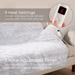 Carmen Electric Heated Throw Blanket White Fleece 160X130Cm With 9 Heat Settings - thumbnail 4