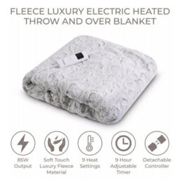 Carmen Electric Heated Throw Blanket White Fleece 160X130Cm With 9 Heat Settings - thumbnail 2