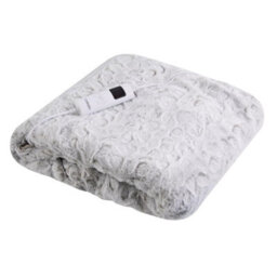 Carmen Electric Heated Throw Blanket White Fleece 160X130Cm With 9 Heat Settings