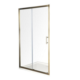Homestylestore Antique Brass Reversible Wet Room Sliding Door Shower Enclosure With White Tray And Fast Flow Waste 1200 X 800mm - thumbnail 1