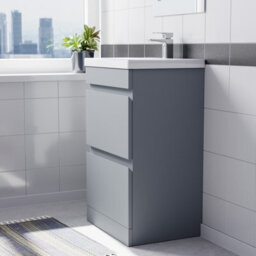 Nes Home Floorstanding Matte Grey 500mm Pvc 2 Drawers Vanity Unit & Basin Sink - thumbnail 3
