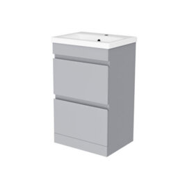 Nes Home Floorstanding Matte Grey 500mm Pvc 2 Drawers Vanity Unit & Basin Sink - thumbnail 6