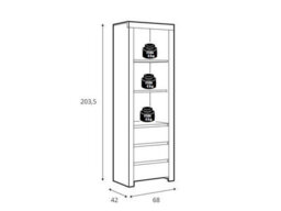 Impact Furniture Tall Bookcase Drawer Shelving Unit Open Display Cabinet White Gloss Oak Holten - thumbnail 7