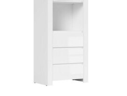 Impact Furniture Tall Bookcase Drawer Shelving Unit Open Display Cabinet White Gloss Oak Holten - thumbnail 5