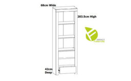 Impact Furniture Tall Bookcase Drawer Shelving Unit Open Display Cabinet White Gloss Oak Holten - thumbnail 8