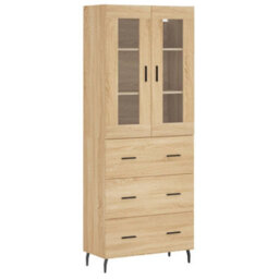 Berkfield Highboard Sonoma Oak 69.5X34X180 Cm Engineered Wood - thumbnail 2