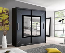 Sliding Wardrobe With Mirror Space Saving Bedroom Wardrobe, Contemporary Bedroom Sliding Wardrobe & Mirror Wardrobe (Black, 180Cm)
