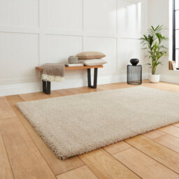 Modern Beige Shaggy Plain Easy To Clean Rug For Dining Room-80Cm X 150Cm - thumbnail 2
