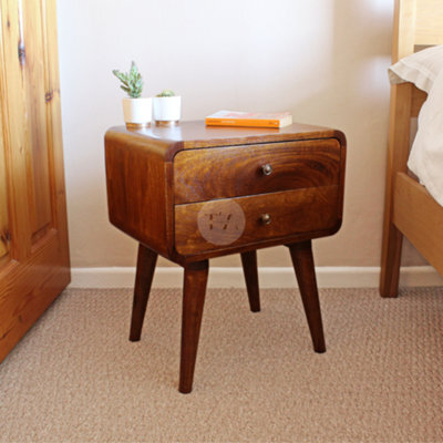 Tapromis Scandi Nordic Wooden Bedside Cabinet With Drawers - image 1