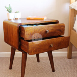 Tapromis Scandi Nordic Wooden Bedside Cabinet With Drawers - thumbnail 2