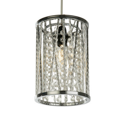 Lighting Collection Chrome Cut Jewelled Easy Fit Shade - image 1