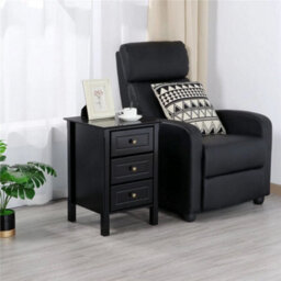Black 3-Drawer Wooden Side Table With Metal Knobs And Sturdy Structure For Bedroom - thumbnail 4