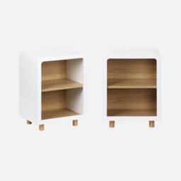Sweeek - Pair Of Bedside Tables With A Wooden Effect And 2 Niches Hector White 40X30X54 Cm - thumbnail 1
