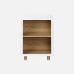 Sweeek - Pair Of Bedside Tables With A Wooden Effect And 2 Niches Hector White 40X30X54 Cm - thumbnail 2
