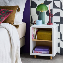 Sweeek - Pair Of Bedside Tables With A Wooden Effect And 2 Niches Hector White 40X30X54 Cm - thumbnail 6