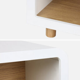 Sweeek - Pair Of Bedside Tables With A Wooden Effect And 2 Niches Hector White 40X30X54 Cm - thumbnail 3