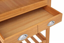 Orsina Versatile Bamboo Kitchen Trolley, Contemporary Garden Drinks Trolley, Durable Kitchen Trolley On Wheels - thumbnail 9