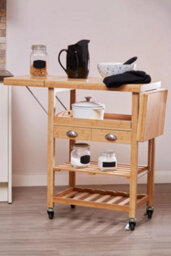 Orsina Versatile Bamboo Kitchen Trolley, Contemporary Garden Drinks Trolley, Durable Kitchen Trolley On Wheels - thumbnail 5