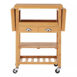 Orsina Versatile Bamboo Kitchen Trolley, Contemporary Garden Drinks Trolley, Durable Kitchen Trolley On Wheels