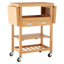 Orsina Versatile Bamboo Kitchen Trolley, Contemporary Garden Drinks Trolley, Durable Kitchen Trolley On Wheels - thumbnail 2