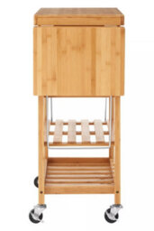 Orsina Versatile Bamboo Kitchen Trolley, Contemporary Garden Drinks Trolley, Durable Kitchen Trolley On Wheels - thumbnail 3