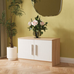 Trent Low 2 Door Sideboard In White Matt & Black Matt (Ready Assembled)