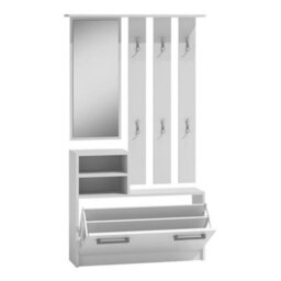 Kolom Modern White Shoe Cabinet With Hangers Stylish Hallway And Entryway Storage Unit - thumbnail 3