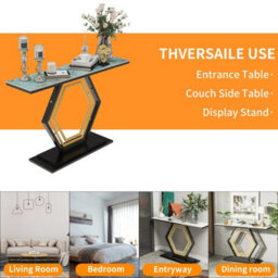 Fativo 120Cm Sintered Stone Marble Console Table Hall Display Stand Sofa Table Storage W/ Gold Stand Sturdy Legs, Green - thumbnail 6
