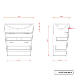 Rinse Bathrooms 800mm Gloss Grey Floor Standing 2 Drawer Vanity Unit Basin Bathroom Storage Furniture - thumbnail 5