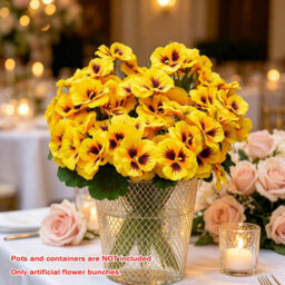 Realistic Yellow Artificial Pansy 30 Bundles, Uv Sun Proof Fake Flowers For Outdoor Planter,porch,patio, Balcony & Home Yard Decor - thumbnail 6