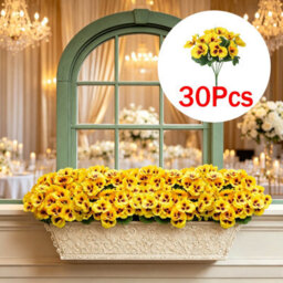 Realistic Yellow Artificial Pansy 30 Bundles, Uv Sun Proof Fake Flowers For Outdoor Planter,porch,patio, Balcony & Home Yard Decor - thumbnail 1