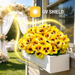 Realistic Yellow Artificial Pansy 30 Bundles, Uv Sun Proof Fake Flowers For Outdoor Planter,porch,patio, Balcony & Home Yard Decor - thumbnail 4