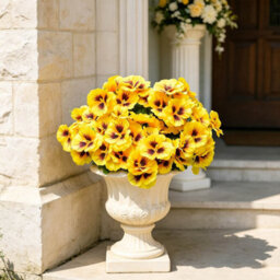 Realistic Yellow Artificial Pansy 30 Bundles, Uv Sun Proof Fake Flowers For Outdoor Planter,porch,patio, Balcony & Home Yard Decor - thumbnail 9