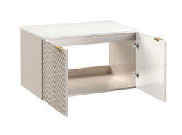 Impact Furniture Bathroom Vanity Unit With Sink 800mm Countertop Wall Hung Beige Cabinet Fluted Doors And White Worktop Cara - thumbnail 7
