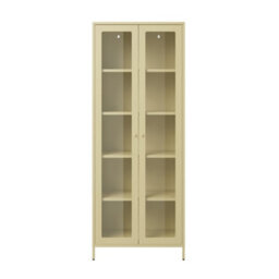 Wyld Haus Barla Beige Steel Display Cabinet With 2 Glass Doors, 1800 X 700 X 350 mm - thumbnail 2