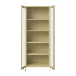 Wyld Haus Barla Beige Steel Display Cabinet With 2 Glass Doors, 1800 X 700 X 350 mm - thumbnail 5